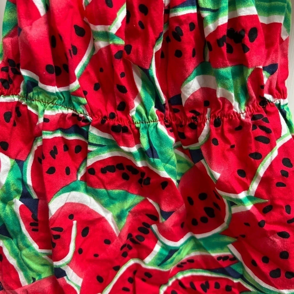 NWOT 18-24M Watermelon Green and Red Flutter Sleeve Custom Made Romper